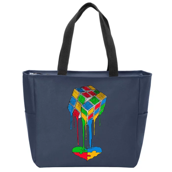 Rubiks Rubick's Cube Heart Puzzle Cool Autism Awarenesss Zip Tote Bag