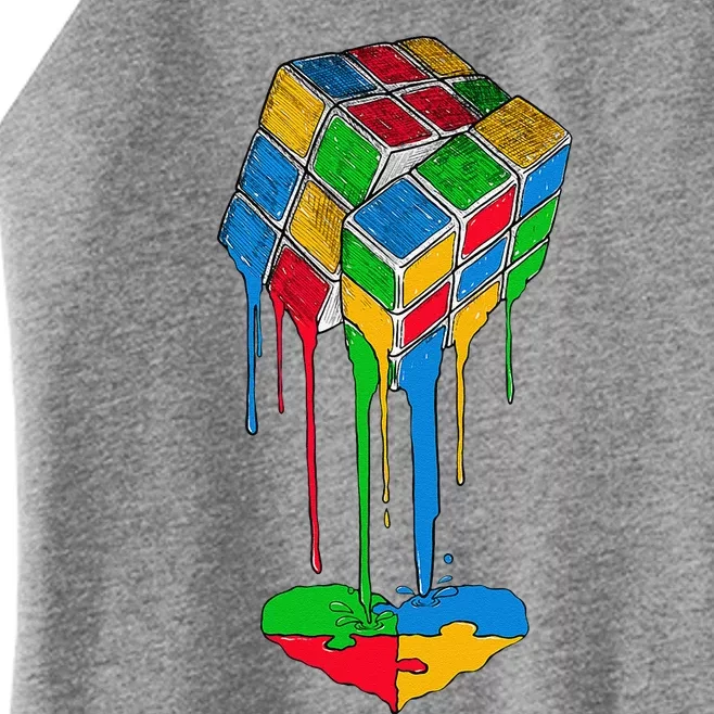 Rubiks Rubick's Cube Heart Puzzle Cool Autism Awarenesss Women’s Perfect Tri Rocker Tank