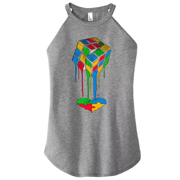 Rubiks Rubick's Cube Heart Puzzle Cool Autism Awarenesss Women’s Perfect Tri Rocker Tank