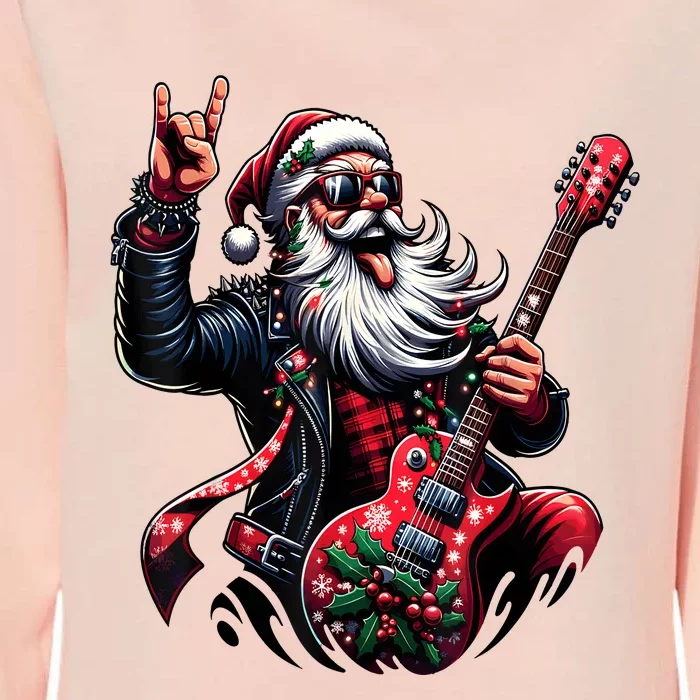 Rock & Roll Christmas Santa Claus Guitar Player Womens California Wash Sweatshirt