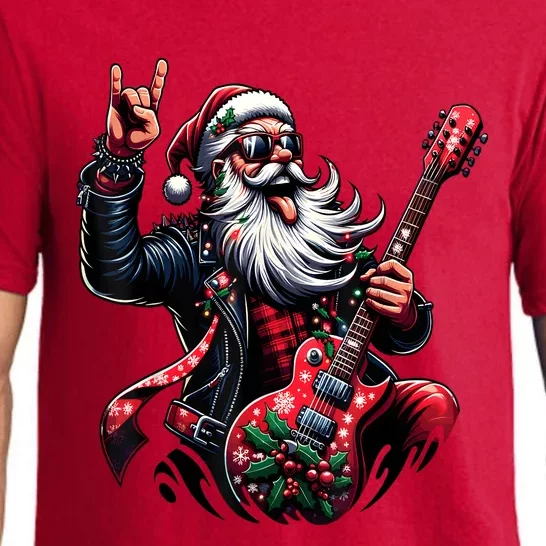 Rock & Roll Christmas Santa Claus Guitar Player Pajama Set