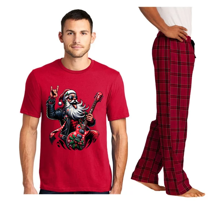 Rock & Roll Christmas Santa Claus Guitar Player Pajama Set