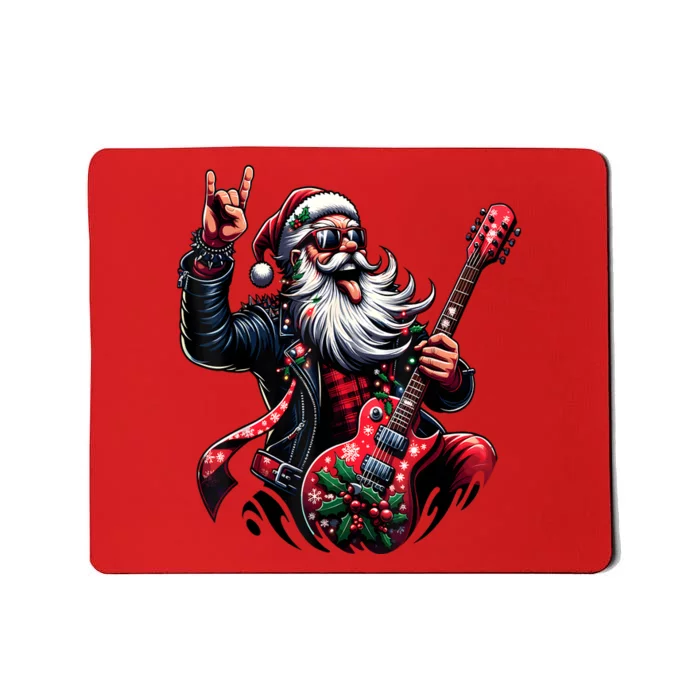 Rock & Roll Christmas Santa Claus Guitar Player Mousepad