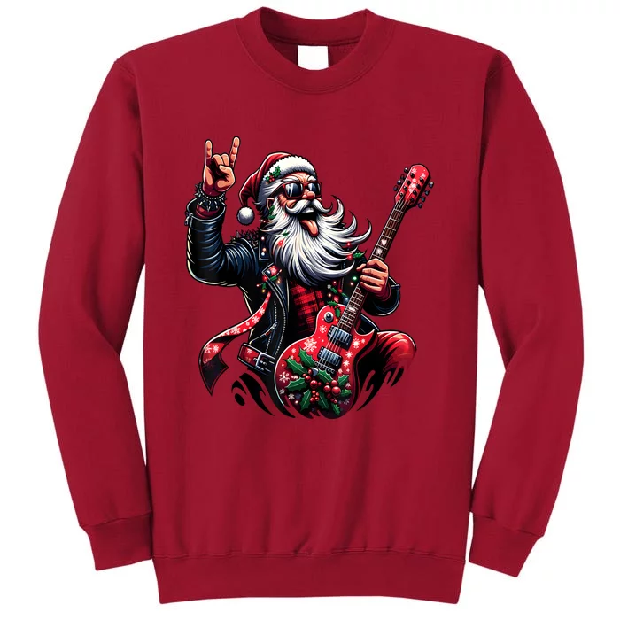 Rock & Roll Christmas Santa Claus Guitar Player Tall Sweatshirt