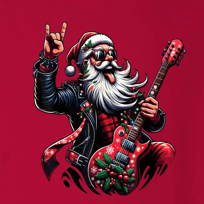 Rock & Roll Christmas Santa Claus Guitar Player Toddler Long Sleeve Shirt