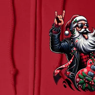 Rock & Roll Christmas Santa Claus Guitar Player Full Zip Hoodie