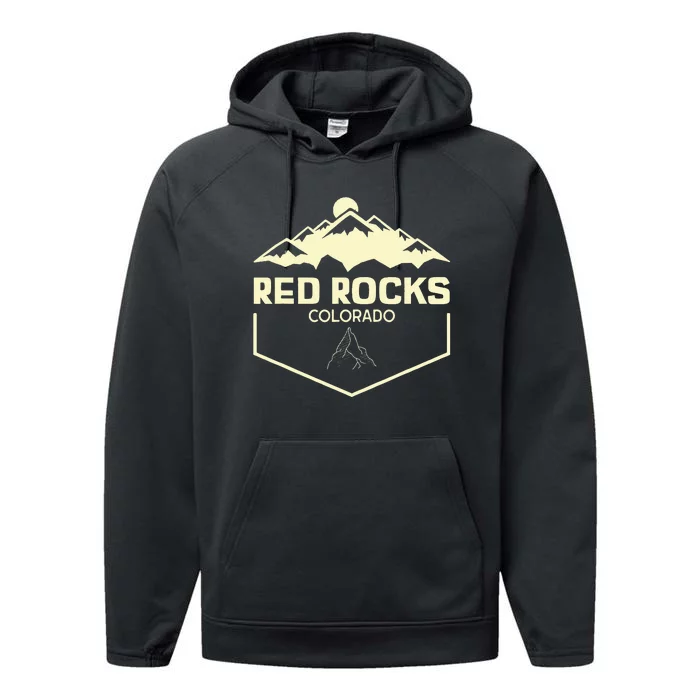 Red Rocks Colorado Beautiful Rocky Mountains Performance Fleece Hoodie