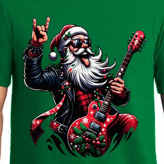 Rock & Roll Christmas Santa Claus Guitar Player Pajama Set