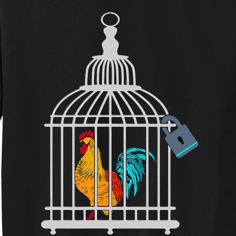 Red Rooster Cock Male Chastity Chicken In Cage Sweatshirt