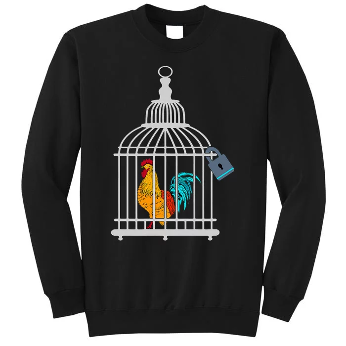 Red Rooster Cock Male Chastity Chicken In Cage Sweatshirt