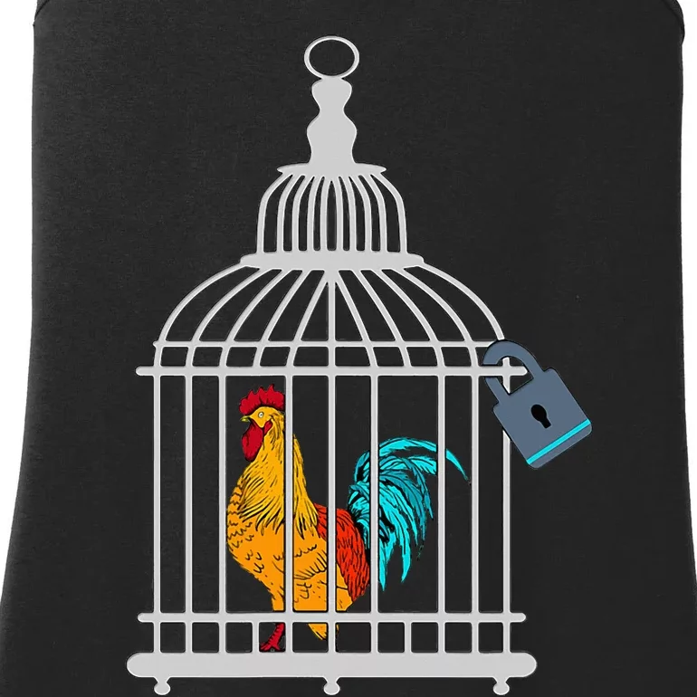 Red Rooster Cock Male Chastity Chicken In Cage Ladies Essential Tank