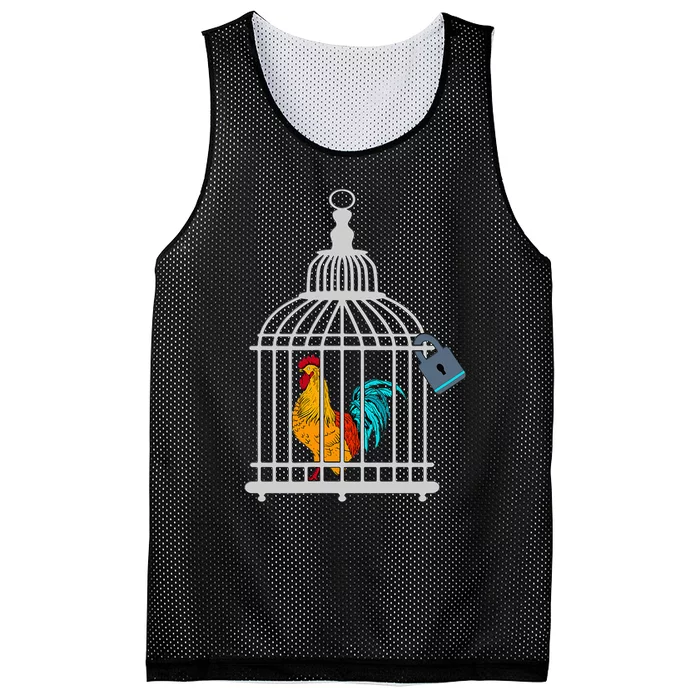 Red Rooster Cock Male Chastity Chicken In Cage Mesh Reversible Basketball Jersey Tank