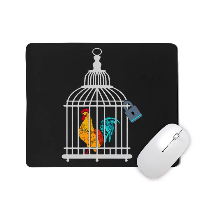 Red Rooster Cock Male Chastity Chicken In Cage Mousepad