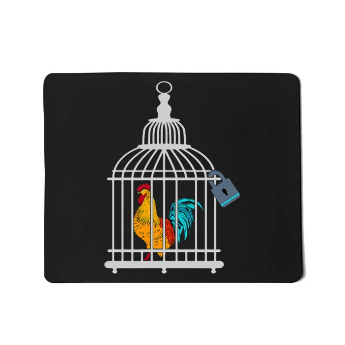 Red Rooster Cock Male Chastity Chicken In Cage Mousepad