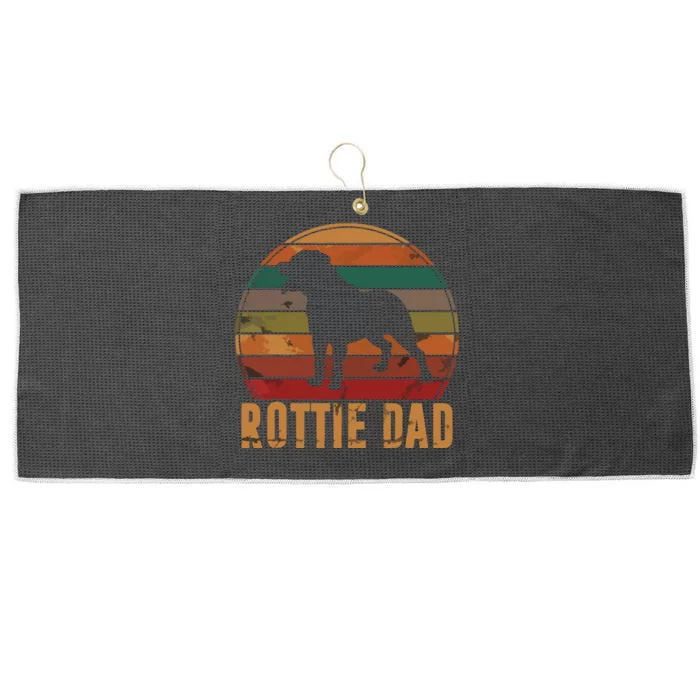 Retro Rottweiler Dad Gift Rott Dog Owner Pet Rottie Father Large Microfiber Waffle Golf Towel