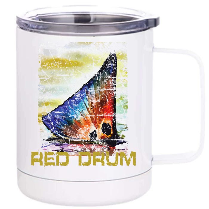 Redfish Red Drum Salty Dad Gift Saltwater Fishing Ocean Fish Front & Back 12oz Stainless Steel Tumbler Cup