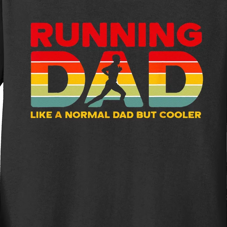 Retro Running Dad Apparel Funny Marathon Kids Long Sleeve Shirt