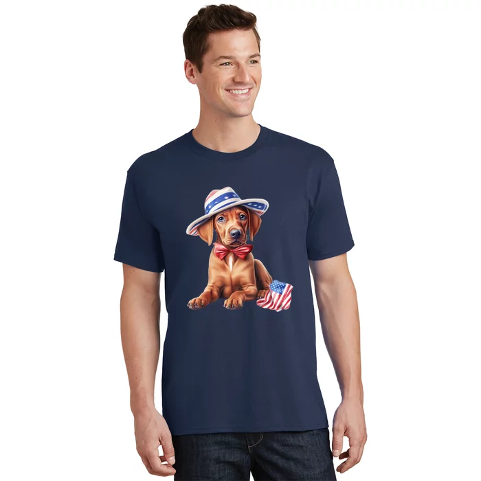 Rhodesian Ridgeback Dog Puppy USA Flag American Dogs 4th Of July T-Shirt