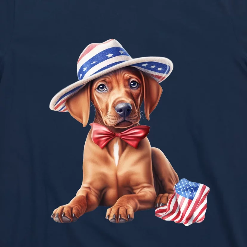 Rhodesian Ridgeback Dog Puppy USA Flag American Dogs 4th Of July T-Shirt