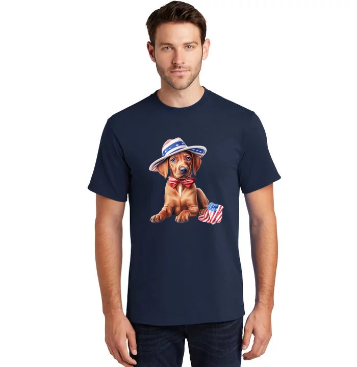 Rhodesian Ridgeback Dog Puppy USA Flag American Dogs 4th Of July Tall T-Shirt