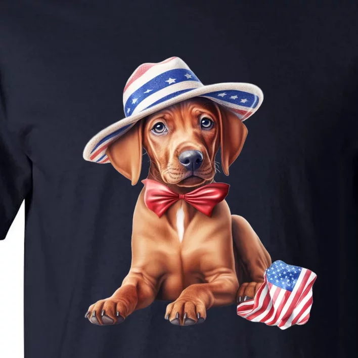 Rhodesian Ridgeback Dog Puppy USA Flag American Dogs 4th Of July Tall T-Shirt