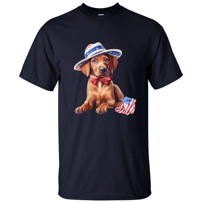 Rhodesian Ridgeback Dog Puppy USA Flag American Dogs 4th Of July Tall T-Shirt