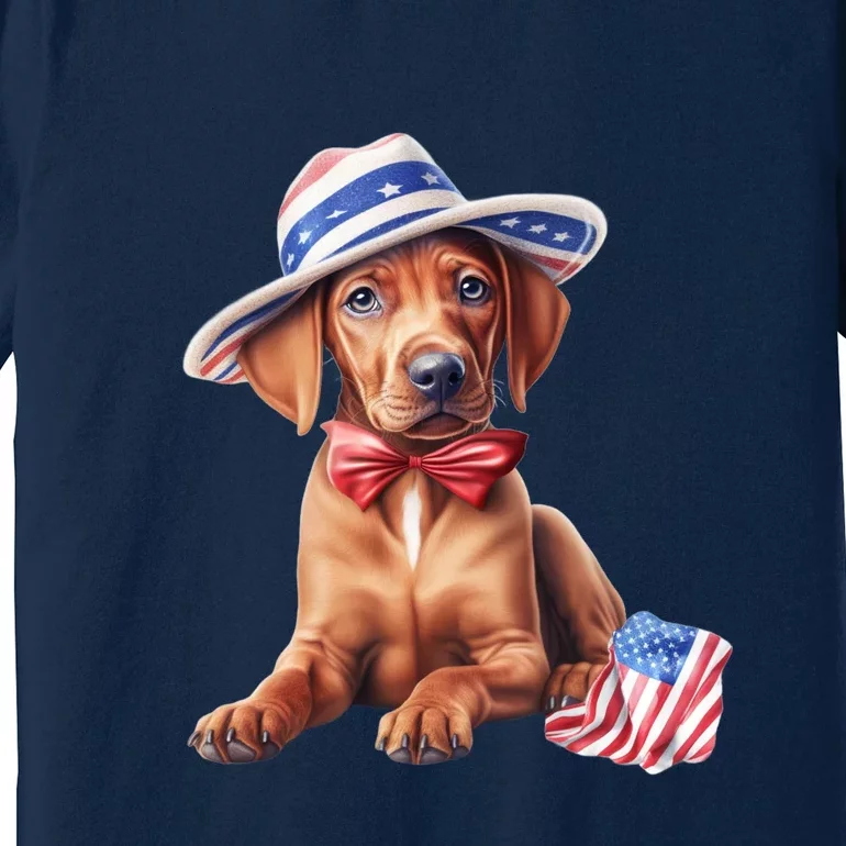 Rhodesian Ridgeback Dog Puppy USA Flag American Dogs 4th Of July Premium T-Shirt