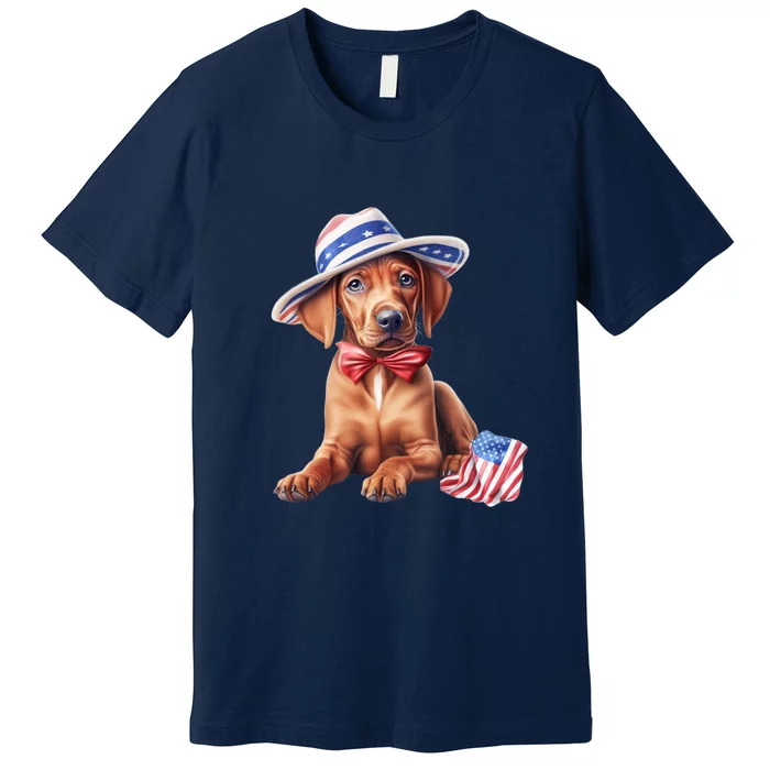 Rhodesian Ridgeback Dog Puppy USA Flag American Dogs 4th Of July Premium T-Shirt