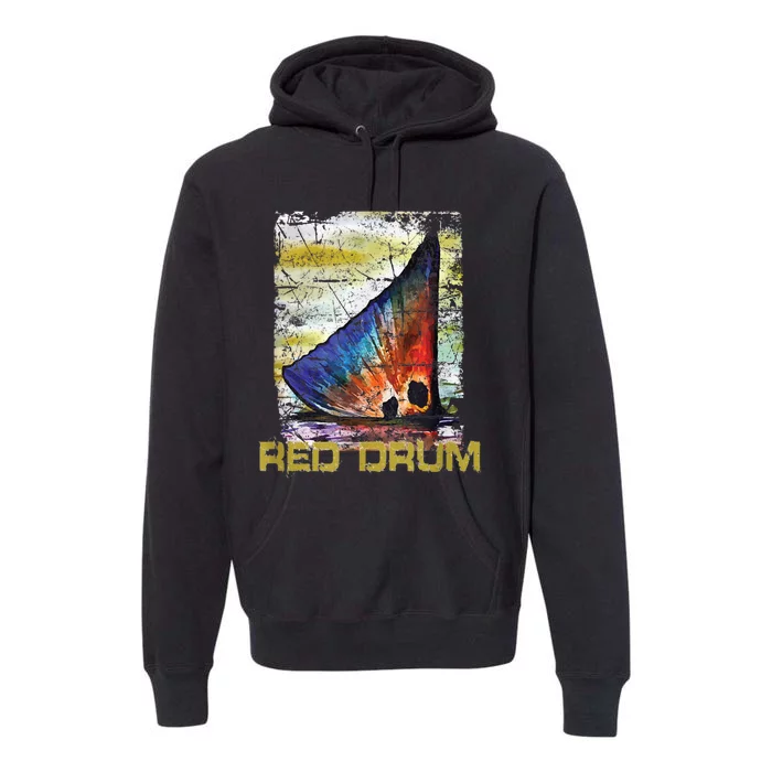 Redfish Red Drum Salty Dad Saltwater Fishing Ocean Fish Premium Hoodie