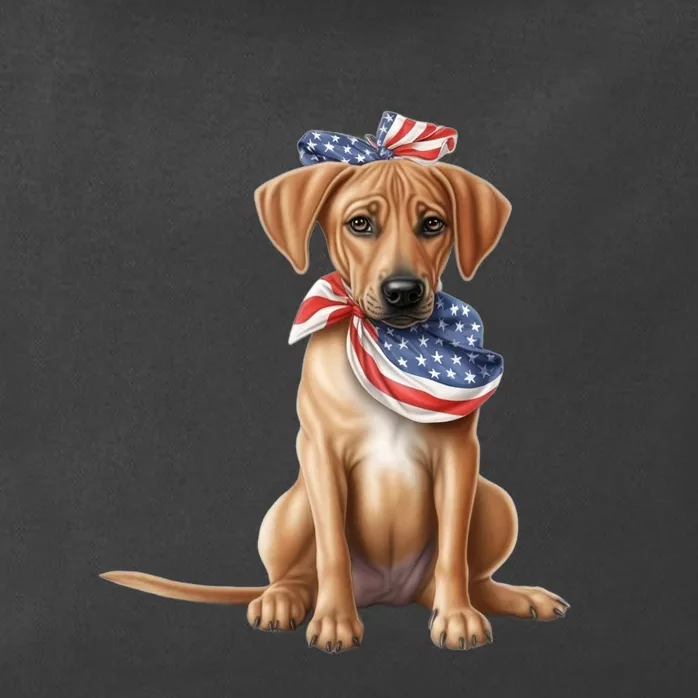 Rhodesian Ridgeback Dog Puppy USA Flag Cute American Dogs Zip Tote Bag