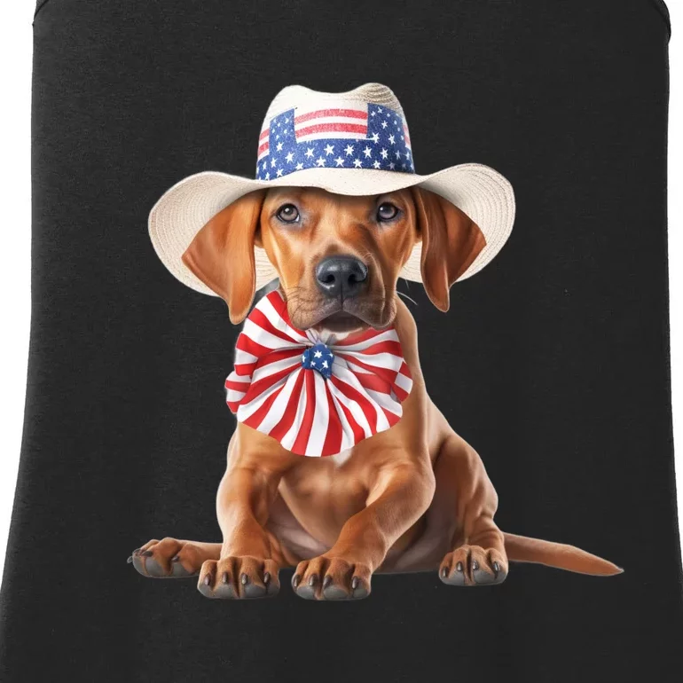 Rhodesian Ridgeback Dog Puppy USA Flag Cute American Dogs Ladies Essential Tank