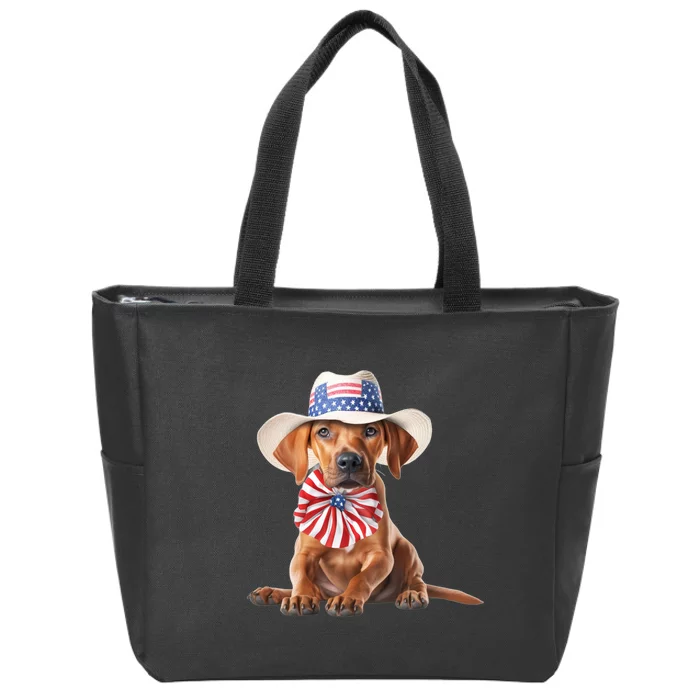 Rhodesian Ridgeback Dog Puppy USA Flag Cute American Dogs Zip Tote Bag