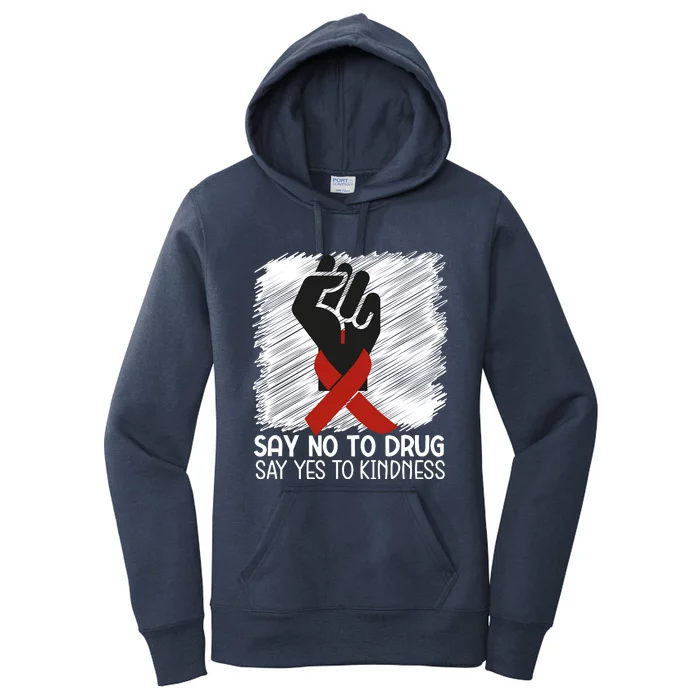 Red Ribbon Drug Awareness, Say No To Dugs We Wear Red Ribbon Week Awareness Women's Pullover Hoodie