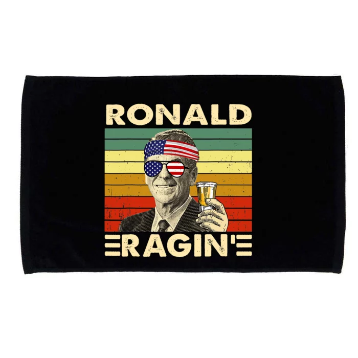 Ronald Ragin Drinking President Vintage Retro American Flag Microfiber Hand Towel