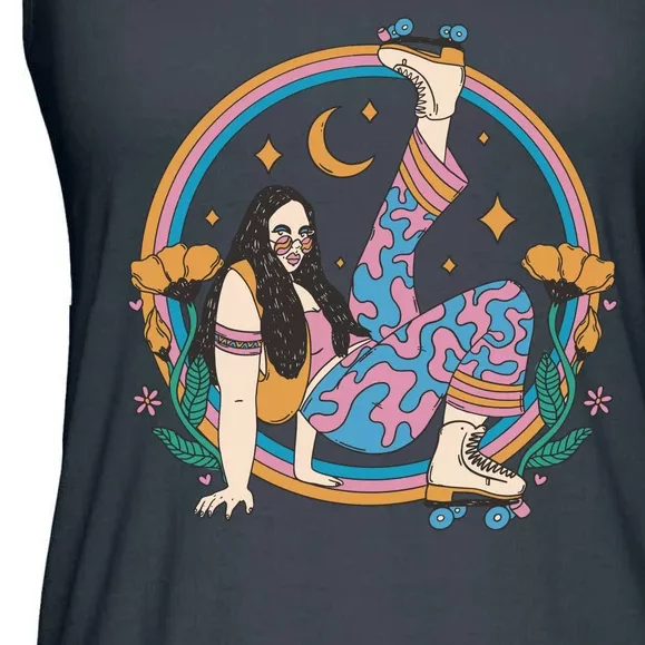 Retro Roller Disco Girl Ladies Essential Flowy Tank