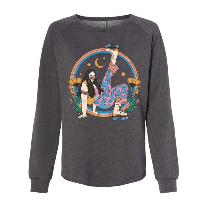 Retro Roller Disco Girl Womens California Wash Sweatshirt