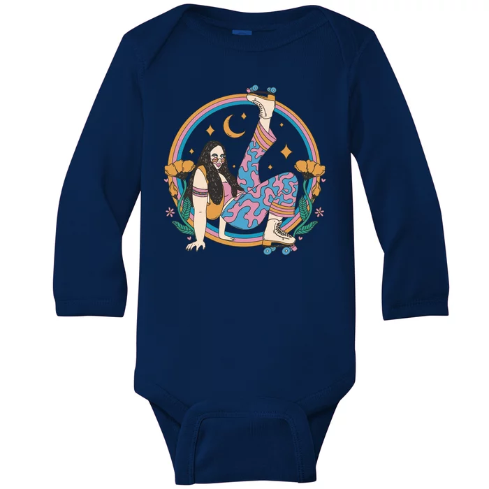 Retro Roller Disco Girl Baby Long Sleeve Bodysuit