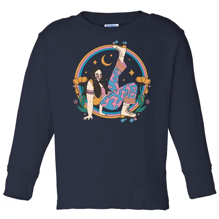 Retro Roller Disco Girl Toddler Long Sleeve Shirt