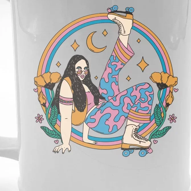 Retro Roller Disco Girl Front & Back Beer Stein