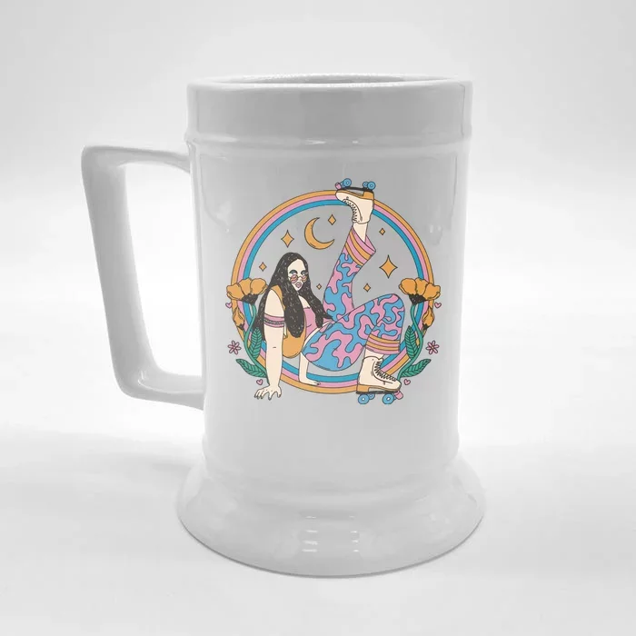 Retro Roller Disco Girl Front & Back Beer Stein