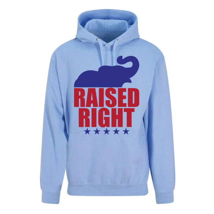 Raised Right Donald Trump Supporter Republican Elephant Gift Unisex Surf Hoodie