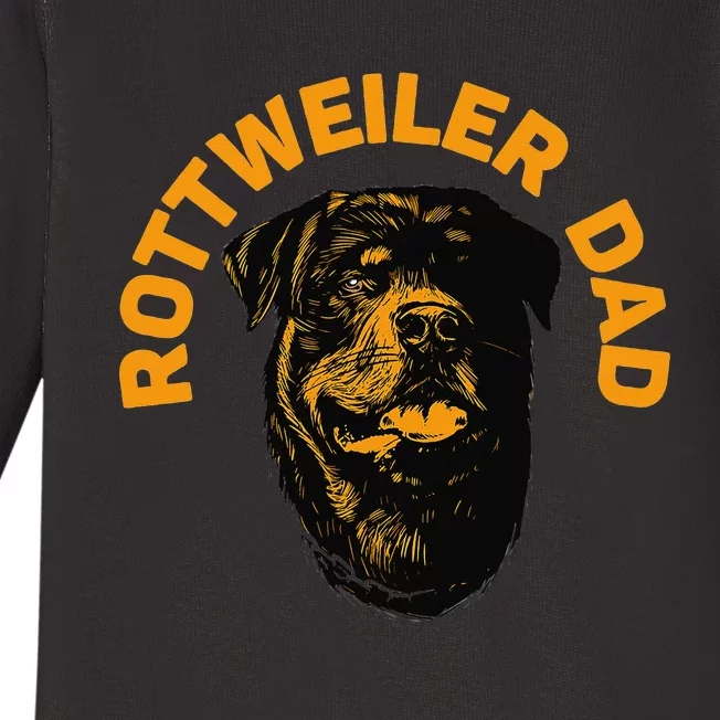 Rottweiler Rottie Dad Daddy Father Funny Baby Long Sleeve Bodysuit