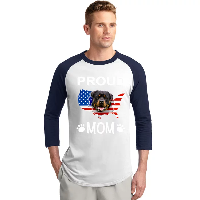 Rottweiler Rottweiler Dog Rottweiler Proud Patriot Mom Gift Baseball Sleeve Shirt