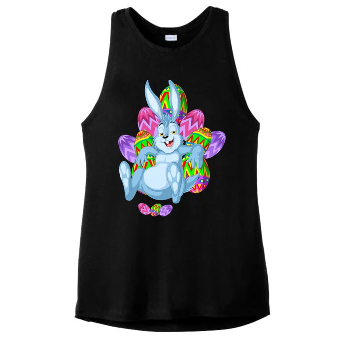 Rabbit Relaxing Easter Day Ladies Tri-Blend Wicking Tank