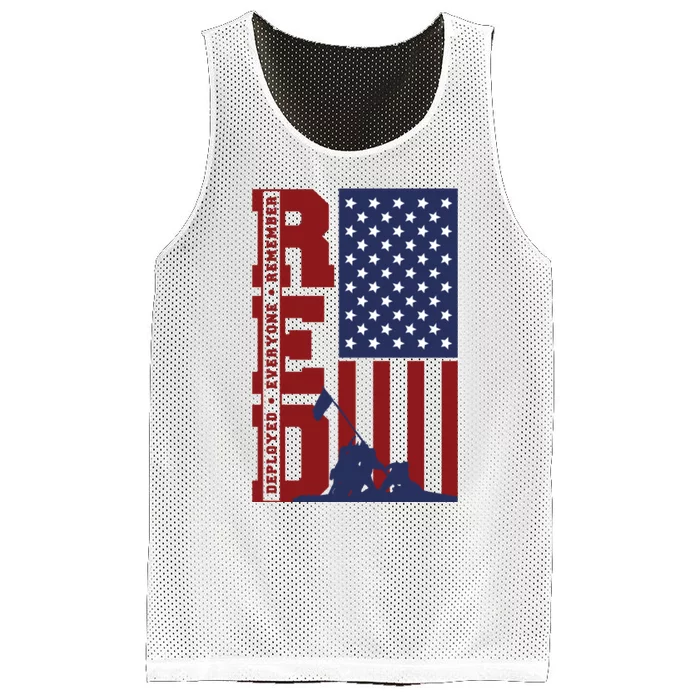 Red Remember Everyone Deployed Mesh Reversible Basketball Jersey Tank