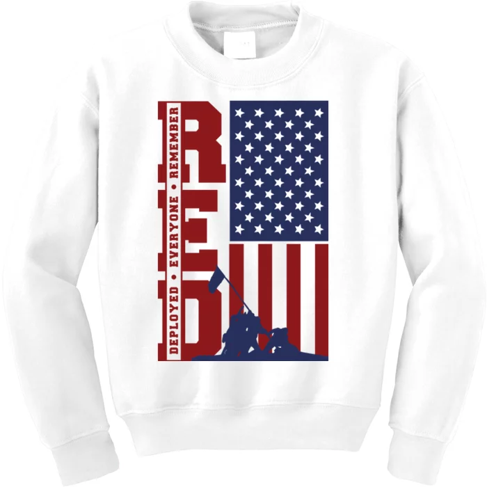 Red Remember Everyone Deployed Kids Sweatshirt