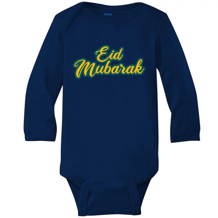 Retro Ramadan Eid Mubarak Baby Long Sleeve Bodysuit