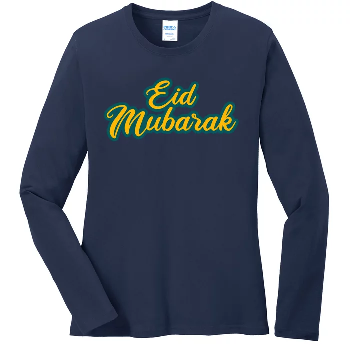 Retro Ramadan Eid Mubarak Ladies Long Sleeve Shirt