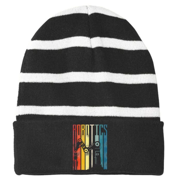 Robot Robotics Engineer Vintage Robotics Striped Beanie with Solid Band