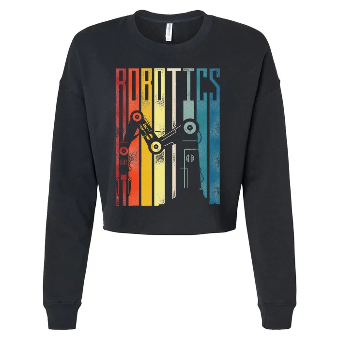 Robot Robotics Engineer Vintage Robotics Cropped Pullover Crew